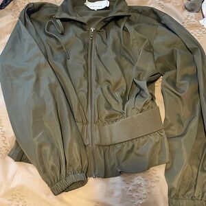 Frame Denim Olive Zip-Front Bomber Jacket